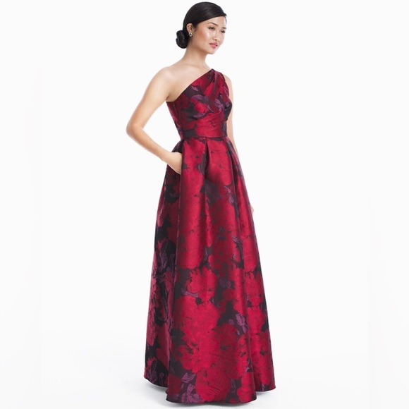 CARMEN MARC VALVO INFUSION One-Shoulder Brocade Ball Gown size 2 - Picture 4 of 12